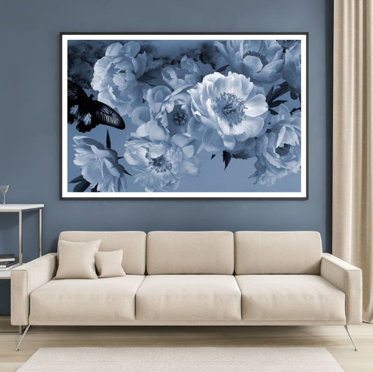 Blue Flowers Closeup Photograph Home Decor Premium Quality Poster Print Choose Your Sizes