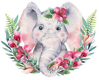 Elephant with Flowers Watercolor Painting Print 100% Australian Made