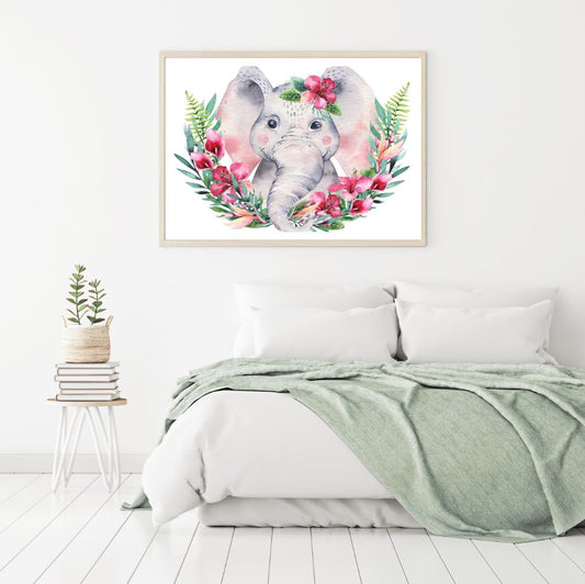 Elephant & Flowers Watercolor Home Decor Premium Quality Poster Print Choose Your Sizes