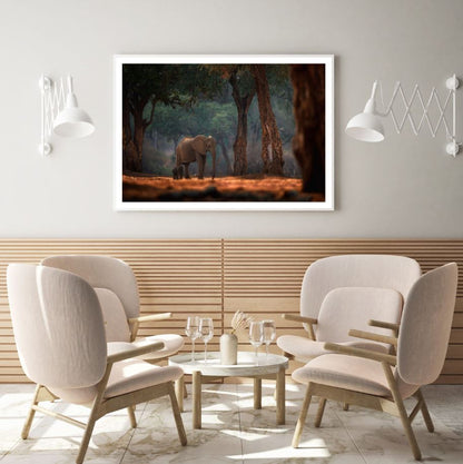 Elephants in Forest Photograph Home Decor Premium Quality Poster Print Choose Your Sizes