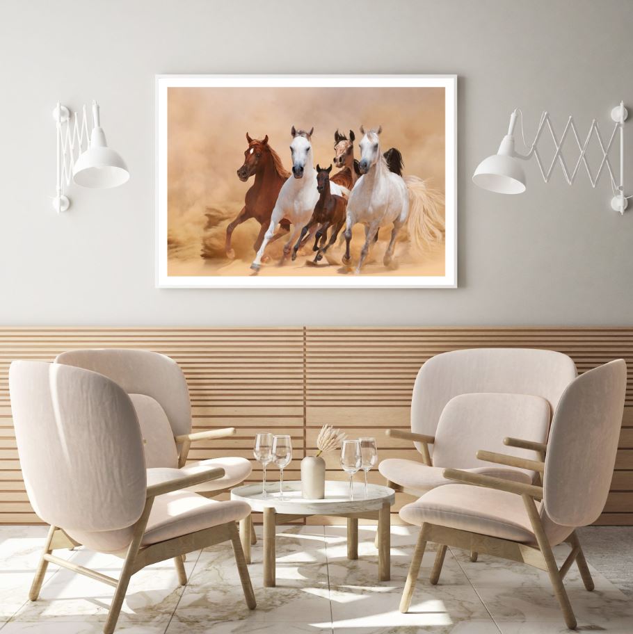 Running Horses on Sand Photograph Home Decor Premium Quality Poster Print Choose Your Sizes