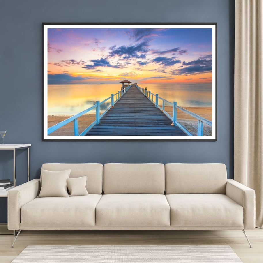 Bridge Over Sea Sunset Photograph Home Decor Premium Quality Poster Print Choose Your Sizes