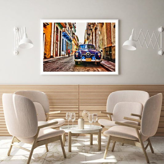 Vintage Car on Street Photograph Home Decor Premium Quality Poster Print Choose Your Sizes