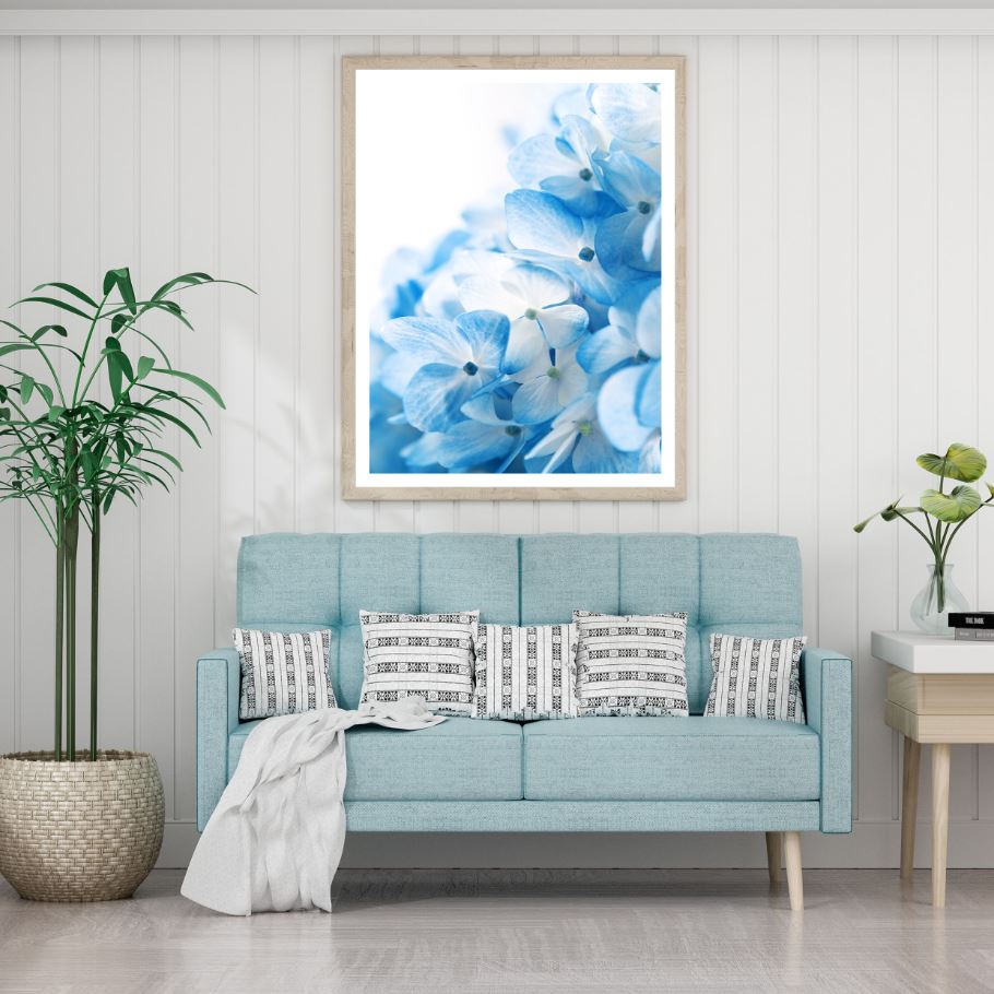 Blue Flowers Closeup Photograph Home Decor Premium Quality Poster Print Choose Your Sizes