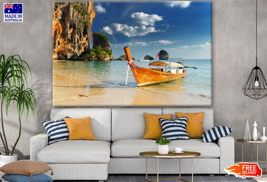 Thai Traditional Boats on Railay Beach, Krabi Print 100% Australian Made