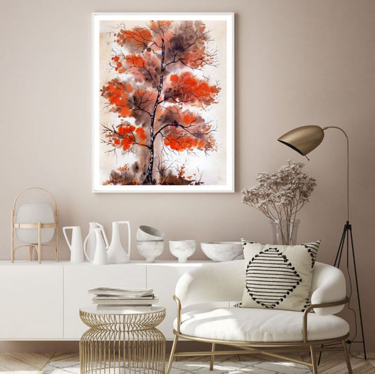 Orange Tree Watercolor Painting Home Decor Premium Quality Poster Print Choose Your Sizes