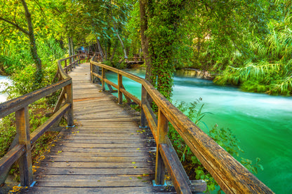 Wooden Bridge Over River Scenery Photograph Home Decor Premium Quality Poster Print Choose Your Sizes