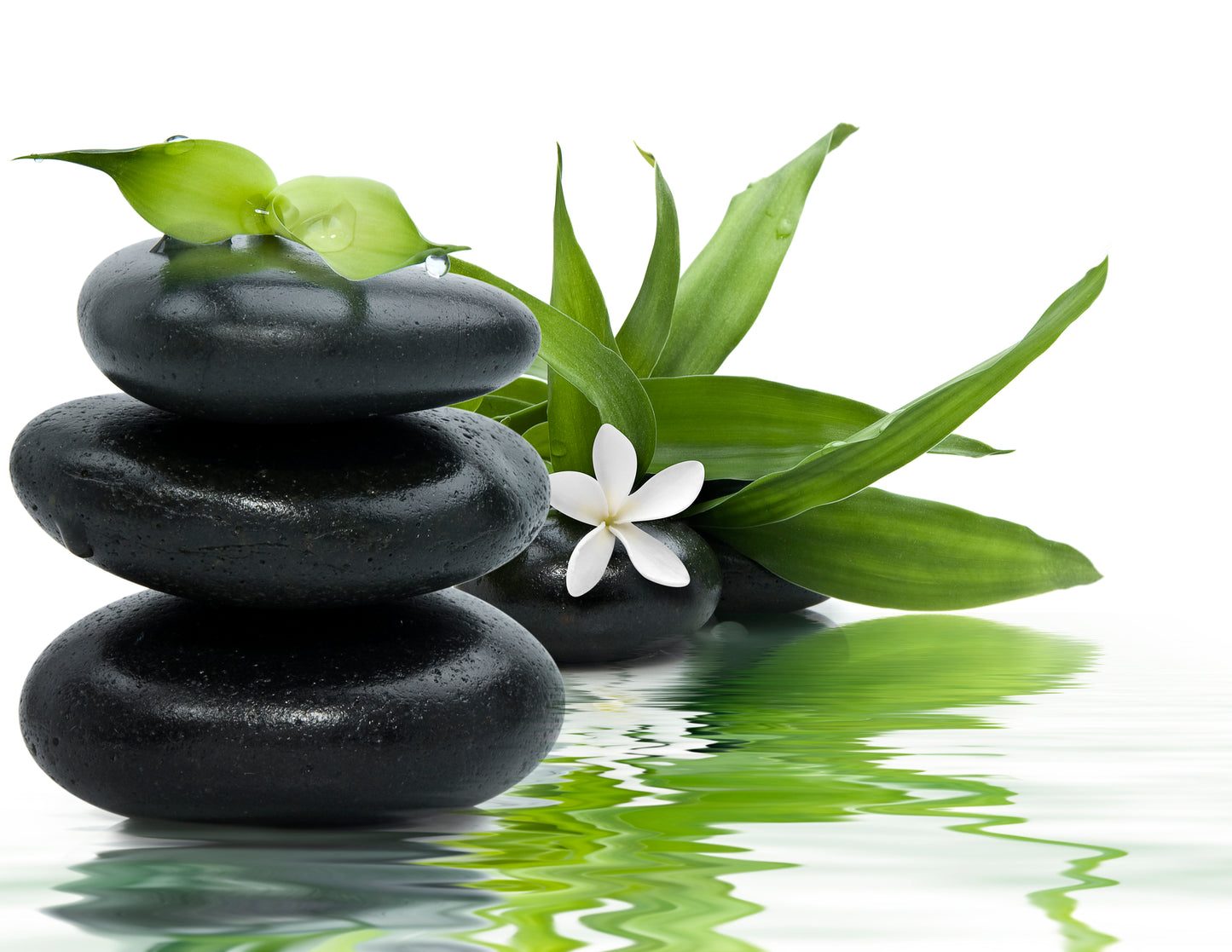Zen Stones with Leaves & White Flower in Water Print 100% Australian Made