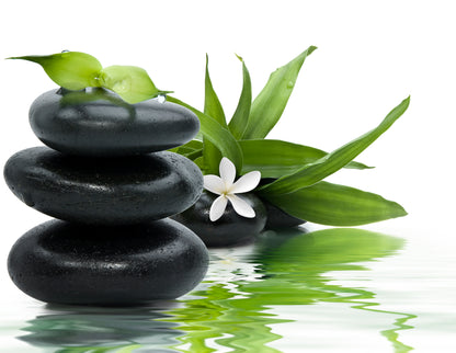 Zen Stones with Leaves & White Flower in Water Print 100% Australian Made