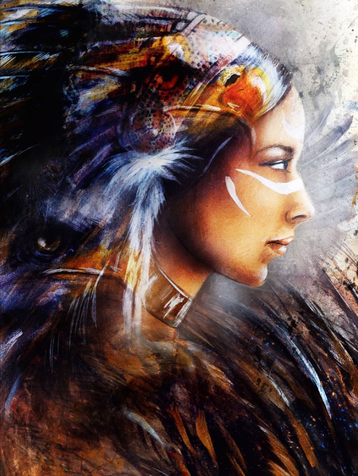 Indian Worrior Girl Oil Painting Print 100% Australian Made