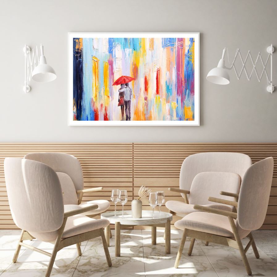 Couple Walking with Umbrella Art Home Decor Premium Quality Poster Print Choose Your Sizes