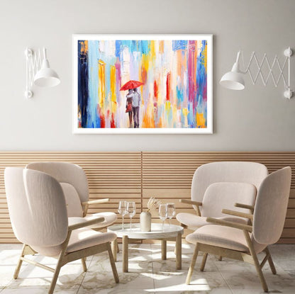 Couple Walking with Umbrella Art Home Decor Premium Quality Poster Print Choose Your Sizes