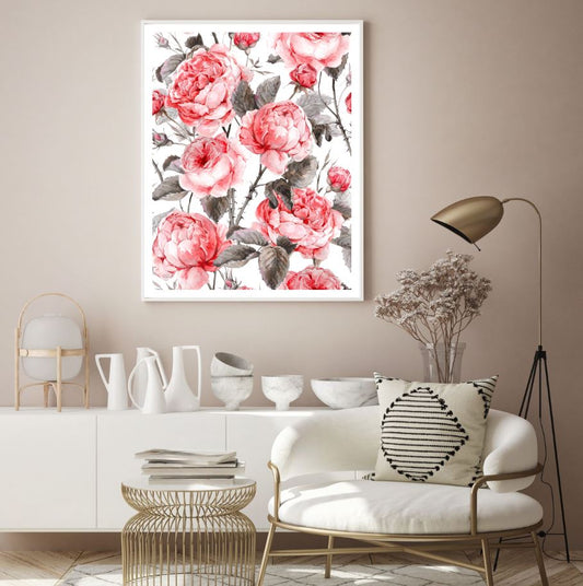 Red Peonies Watercolor Painting Home Decor Premium Quality Poster Print Choose Your Sizes
