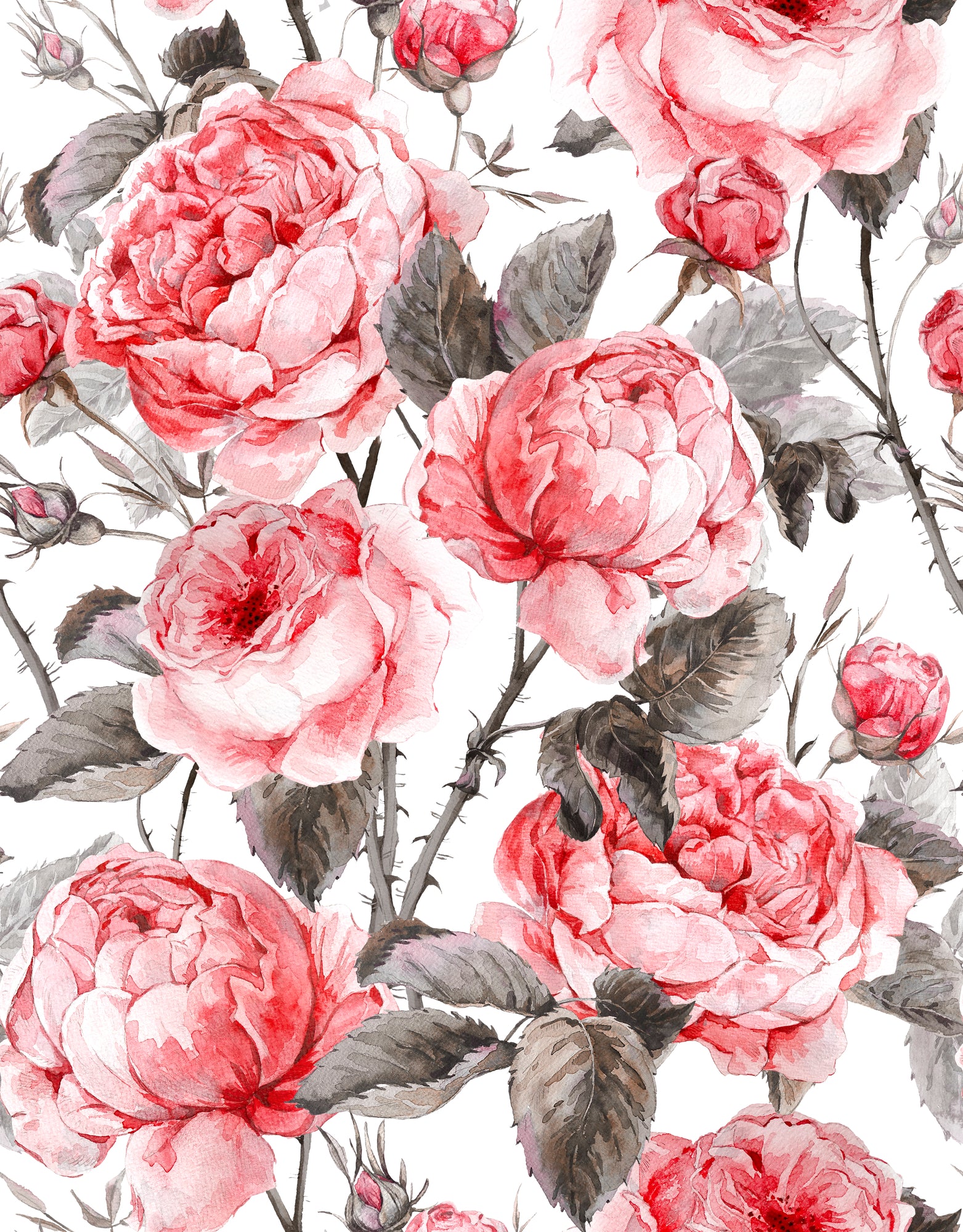 Red Floral Pattern Painting Print 100% Australian Made
