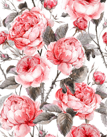 Red Floral Pattern Painting Print 100% Australian Made