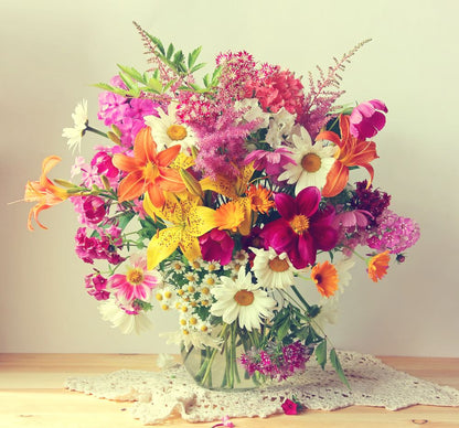 Square Canvas Flower Vase Photograph High Quality Print 100% Australian Made