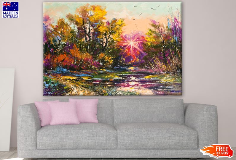 Colorful Nature Scenery Watercolor Painting Print 100% Australian Made