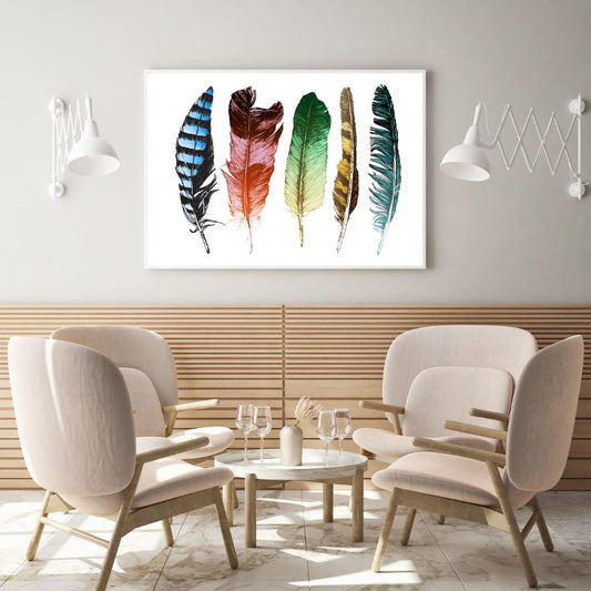 Colorful Feathers Watercolor Painting Home Decor Premium Quality Poster Print Choose Your Sizes