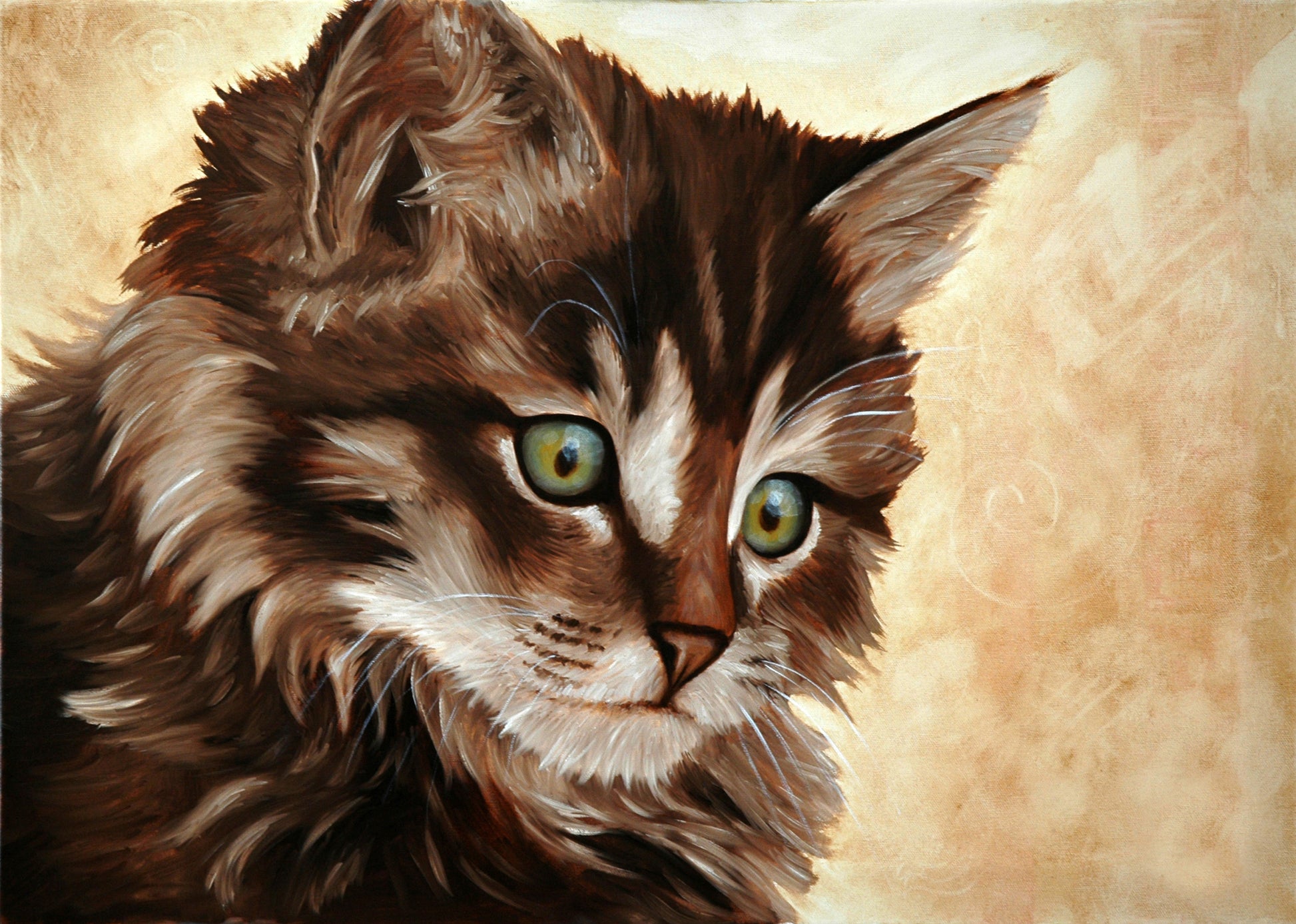 Cat Face Portrait Oil Painting Home Decor Premium Quality Poster Print Choose Your Sizes