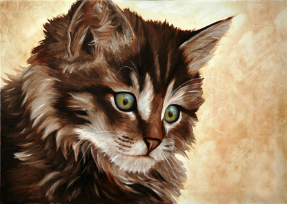 Cat Face Portrait Oil Painting Home Decor Premium Quality Poster Print Choose Your Sizes
