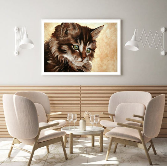 Cat Face Portrait Oil Painting Home Decor Premium Quality Poster Print Choose Your Sizes