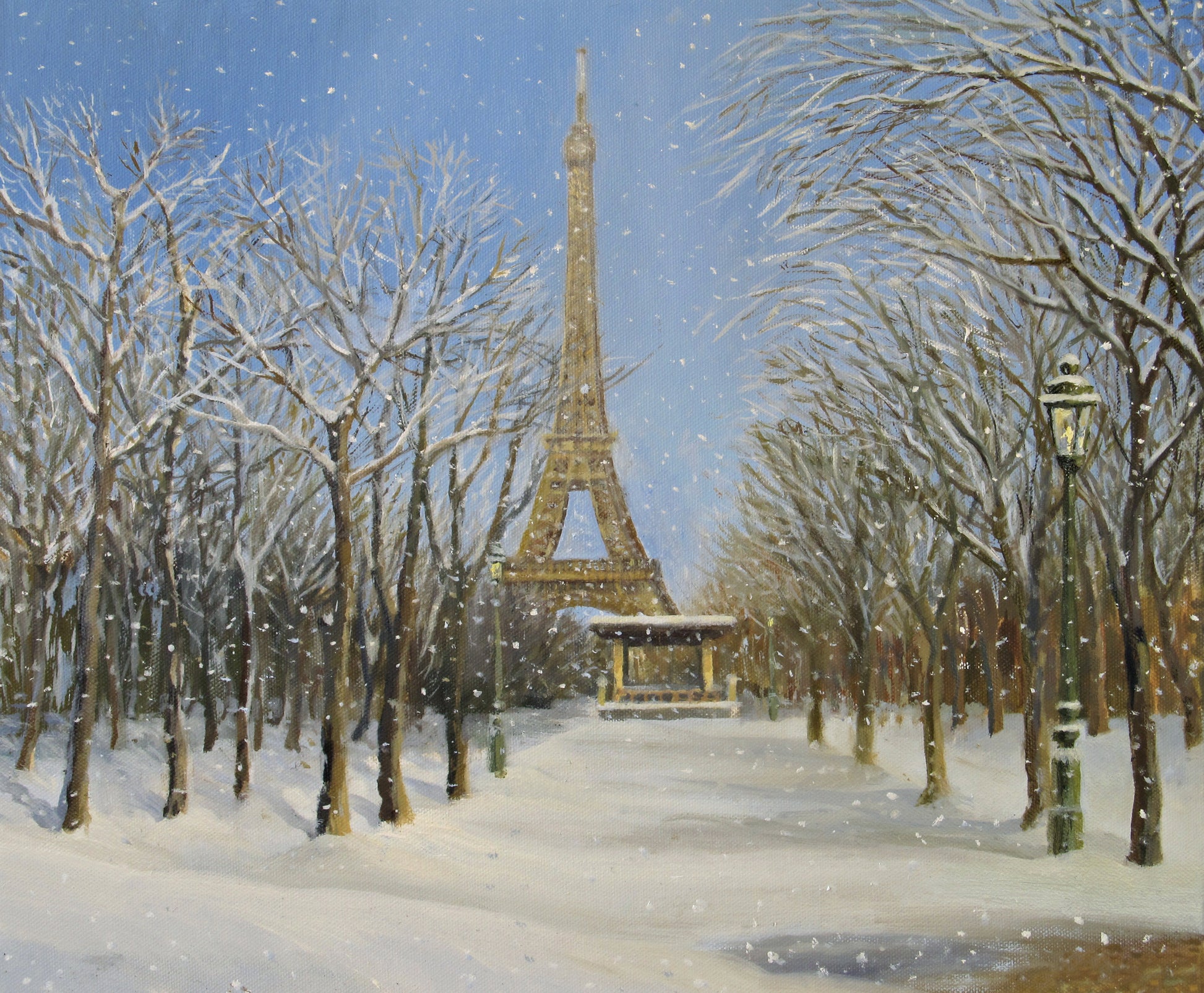 Eiffel Tower & Trees Oil Painting Home Decor Premium Quality Poster Print Choose Your Sizes