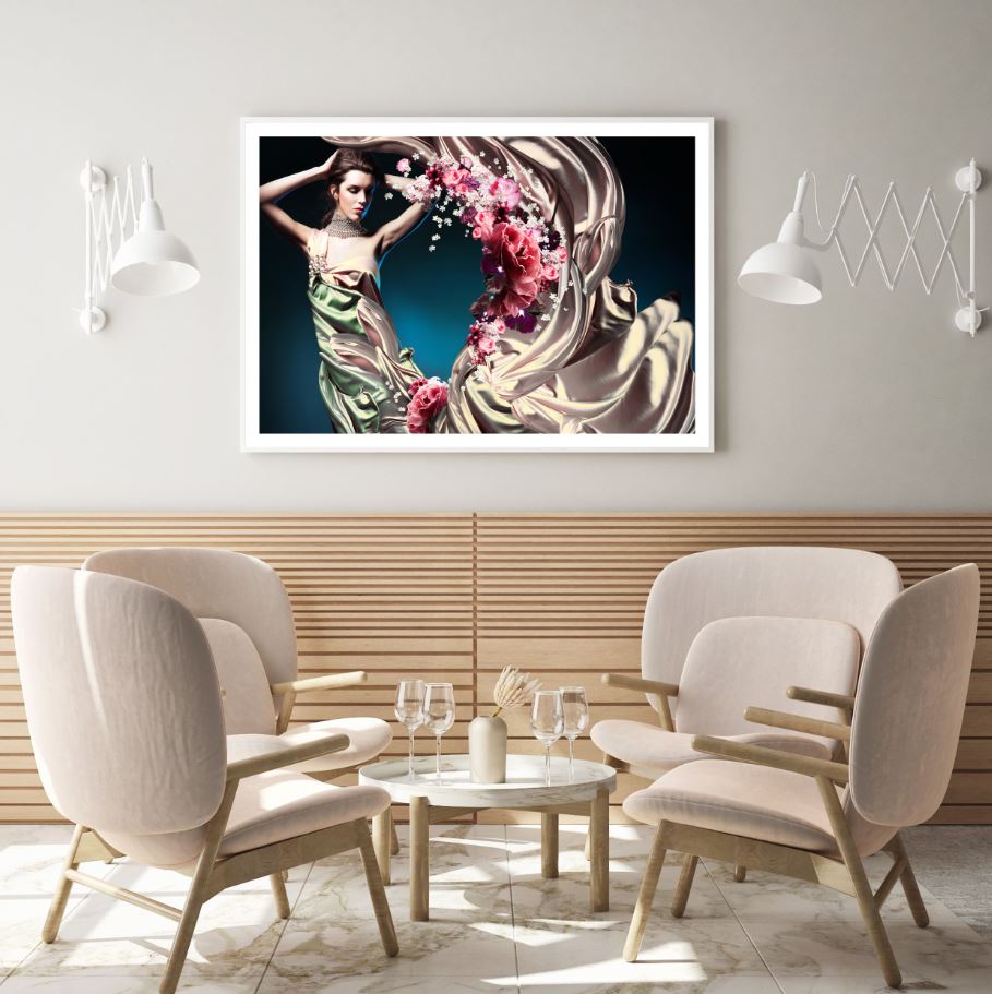 Girl Flower & Abstract Design Home Decor Premium Quality Poster Print Choose Your Sizes