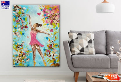 Flowers & Dancing Girl Oil Painting Print 100% Australian Made