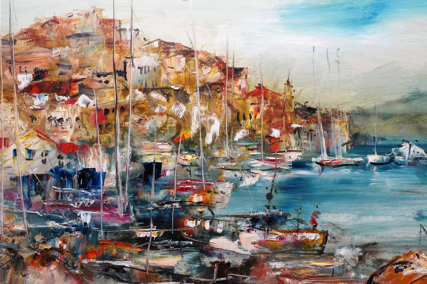 City Harbour Oil Painting Home Decor Premium Quality Poster Print Choose Your Sizes