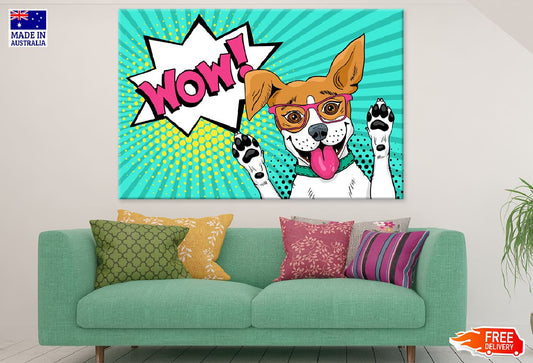 Dog in Glasses & WOW Vector Art Print 100% Australian Made