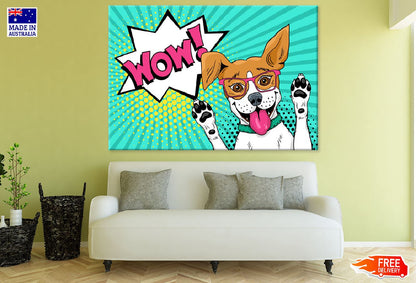 Dog in Glasses & WOW Vector Art Print 100% Australian Made