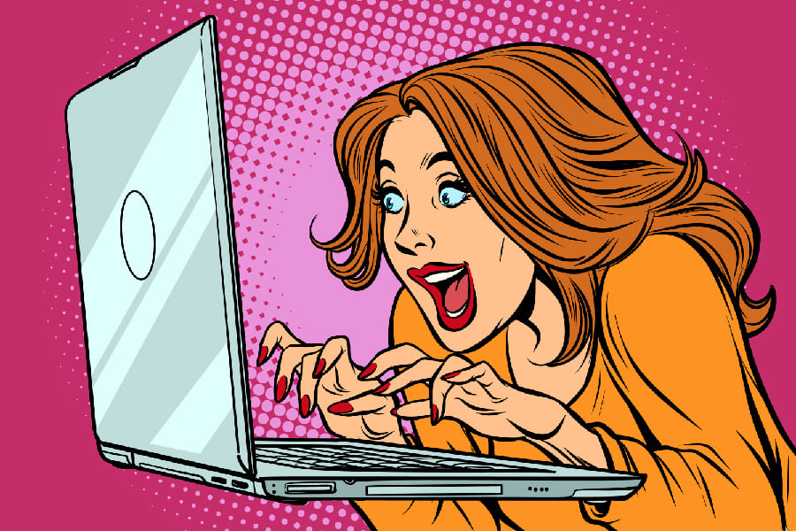 Happy Young Girl with Laptop Print 100% Australian Made