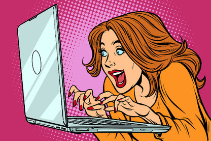 Happy Young Girl with Laptop Print 100% Australian Made