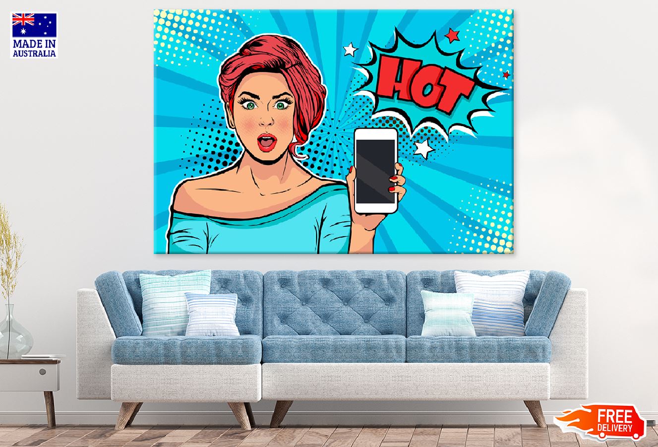 Hot Young Girl with Mobile Phone Print 100% Australian Made