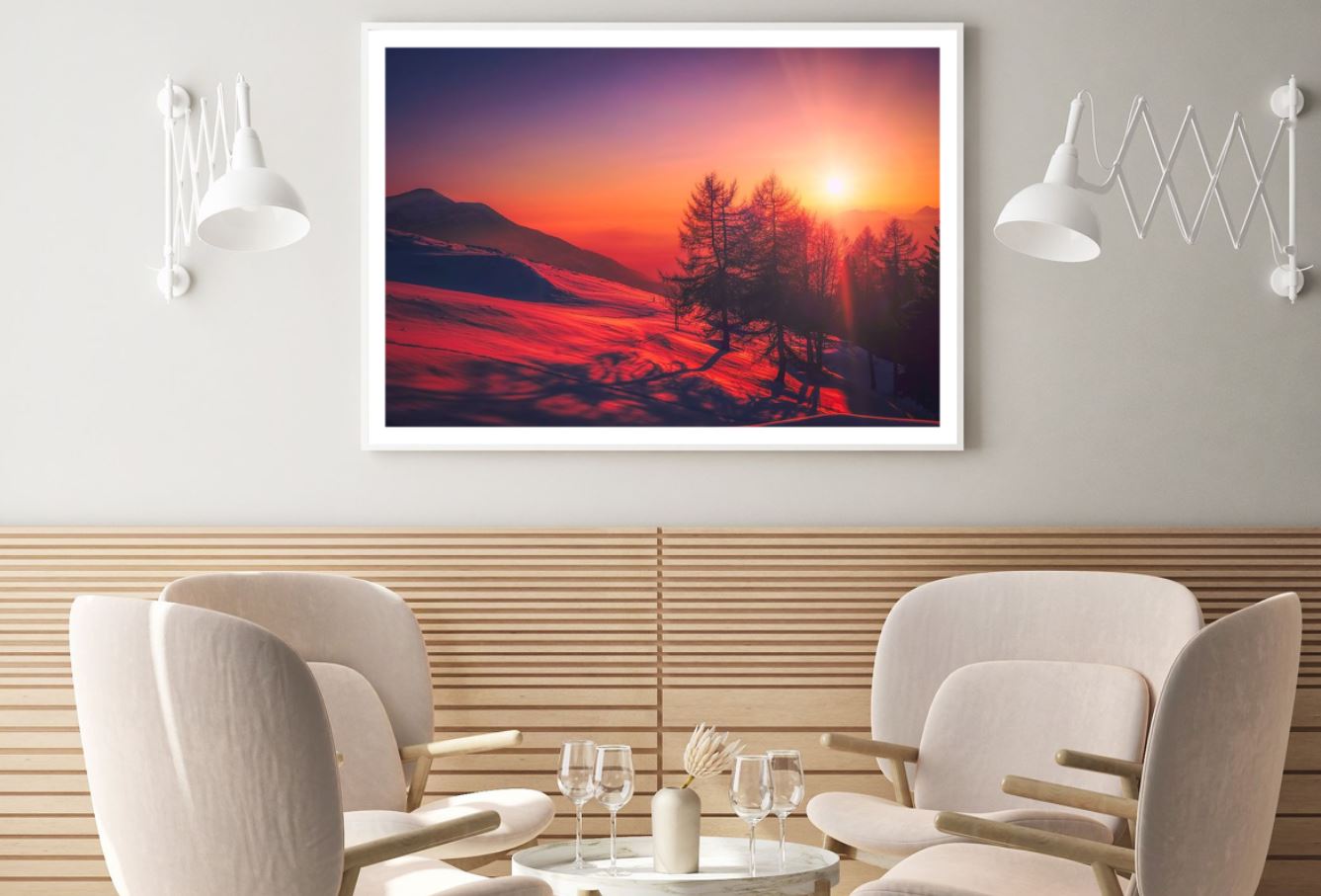 Trees on Hill Sunset Scenery Photograph Home Decor Premium Quality Poster Print Choose Your Sizes