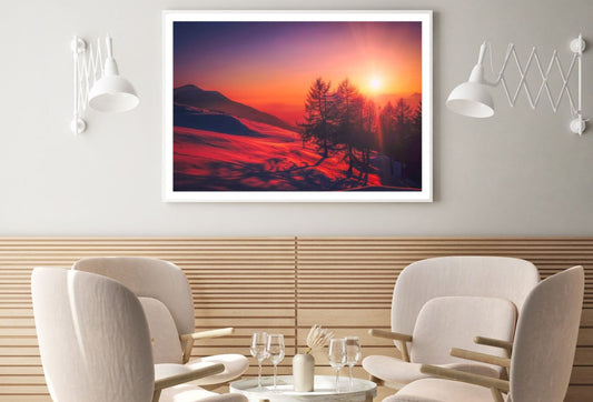 Trees on Hill Sunset Scenery Photograph Home Decor Premium Quality Poster Print Choose Your Sizes