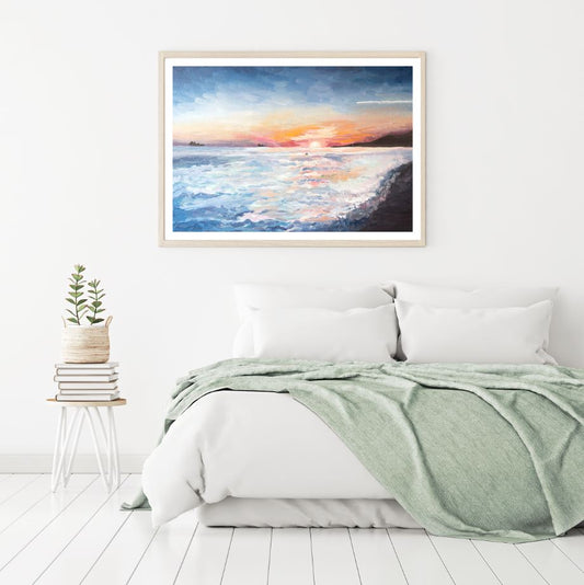 Sea Sunset Scenery Oil Painting Home Decor Premium Quality Poster Print Choose Your Sizes