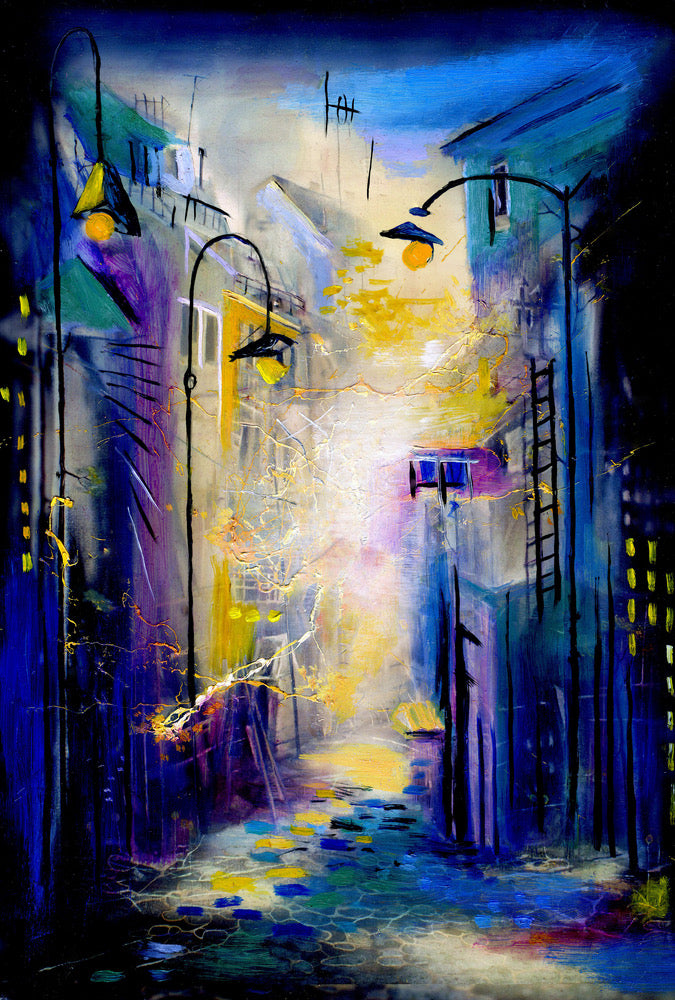 City Street Oil Painting Print 100% Australian Made