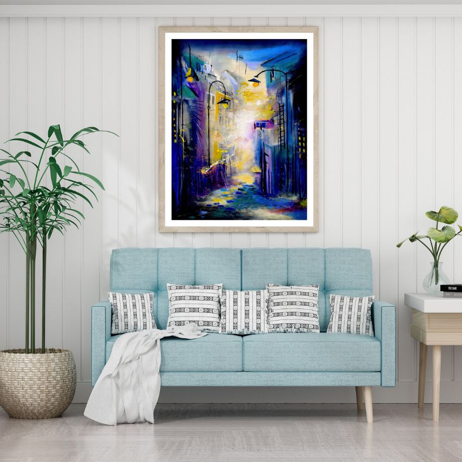 City Street Oil Painting Home Decor Premium Quality Poster Print Choose Your Sizes