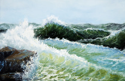 Rough Sea Oil Painting Print 100% Australian Made