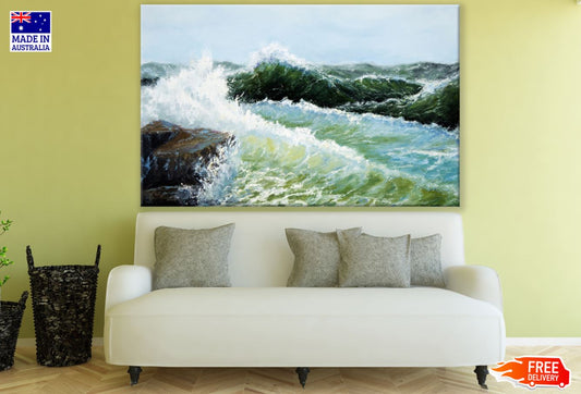 Rough Sea Oil Painting Print 100% Australian Made