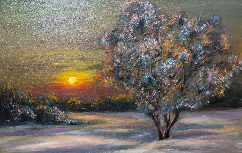 Tree in Forest Sunset Oil Paint Print 100% Australian Made