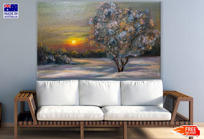 Tree in Forest Sunset Oil Paint Print 100% Australian Made