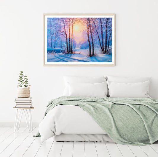 Snow Covered Forest Oil Painting Home Decor Premium Quality Poster Print Choose Your Sizes