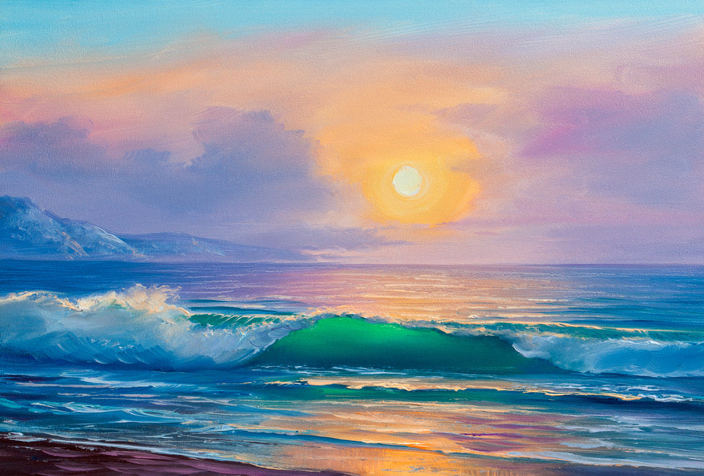 Sea Sunset Scenery Oil Painting Home Decor Premium Quality Poster Print Choose Your Sizes