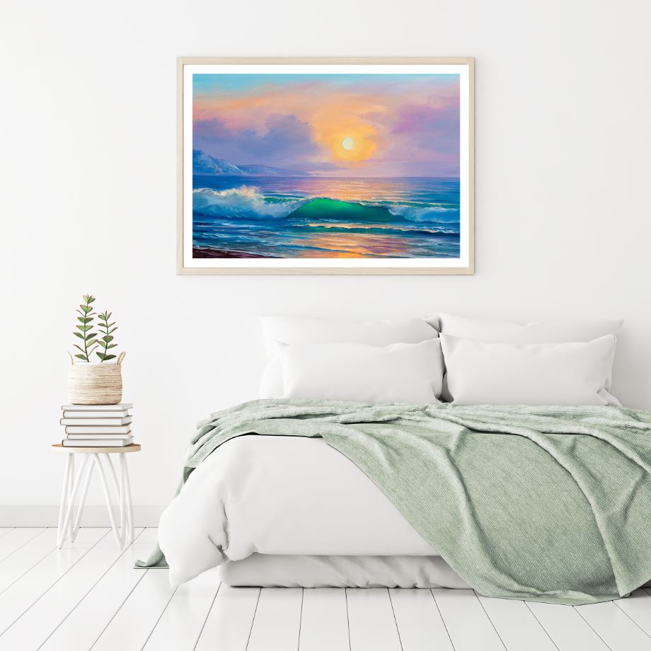 Sea Sunset Scenery Oil Painting Home Decor Premium Quality Poster Print Choose Your Sizes