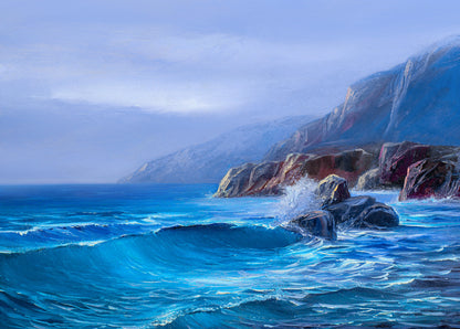 Rough Sea Scenery Oil Painting Home Decor Premium Quality Poster Print Choose Your Sizes