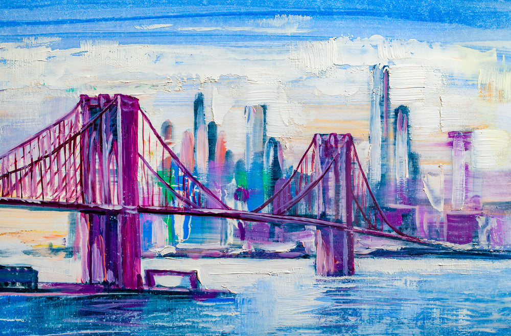 Colorful City Bridge Oil Painting Print 100% Australian Made