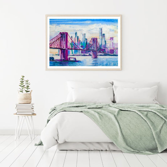 Colorful City Bridge Oil Painting Home Decor Premium Quality Poster Print Choose Your Sizes