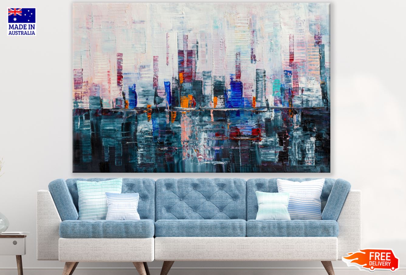 Colorful City Oil Painting Print 100% Australian Made